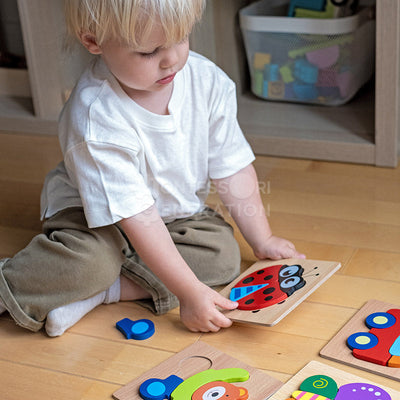 Fidtoy Wooden Toddler Puzzle Set – 6 Educational Puzzles for Kids 2+