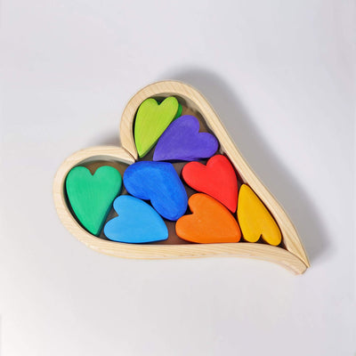 Blocs de cœur en bois - Jouets en bois à aire ouverte