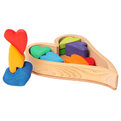 Blocs de cœur en bois - Jouets en bois à aire ouverte