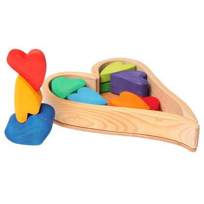 Wooden Heart Blocks Set- Open ended wooden toys