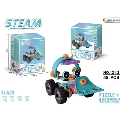 Juego de camiones de construcción de goma blanda Fidtoy DIY para niños | 55 piezas