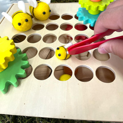 Beehive Bee Flower Cog Loose Parts Tray  Sensory play Bundle