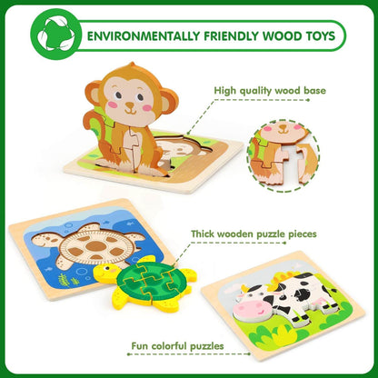 8 Pack Wooden Puzzles