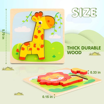 Fidtoy Puzzle en bois animaux pour bébés jouet d'apprentissage