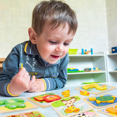 Fidtoy Puzzle en bois animaux pour bébés jouet d'apprentissage