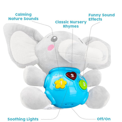 Fidtoy Musical Elephant Plush Baby Toy with Lights and Sounds