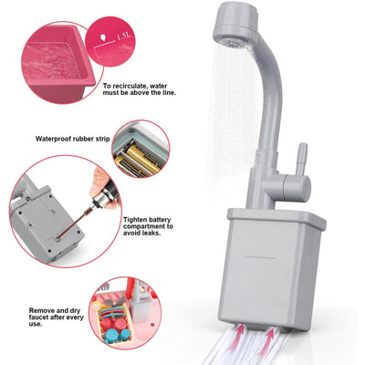 Fidtoy Play Kitchen Sink Toy with Faucet and Accessories for Kids