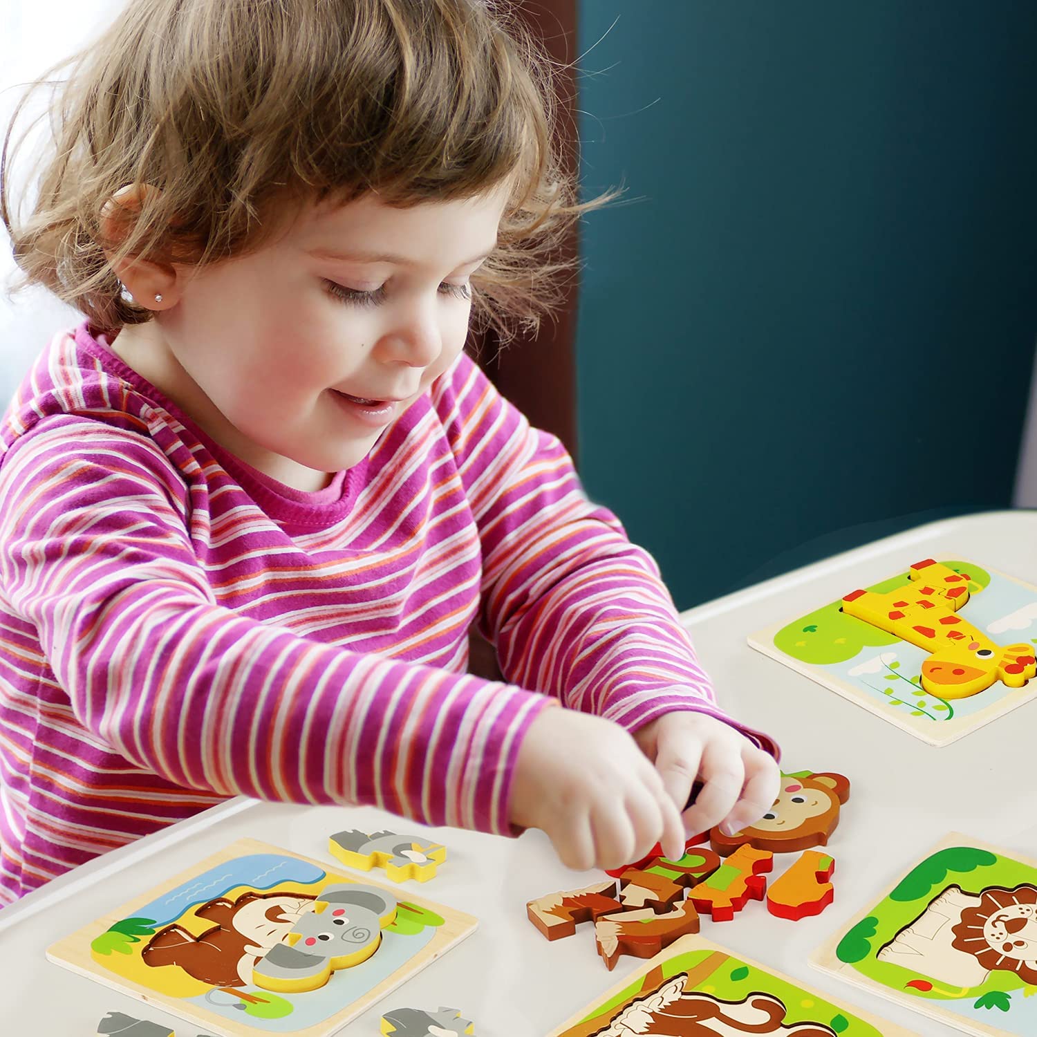 4 Pack Wooden Puzzles for Toddlers