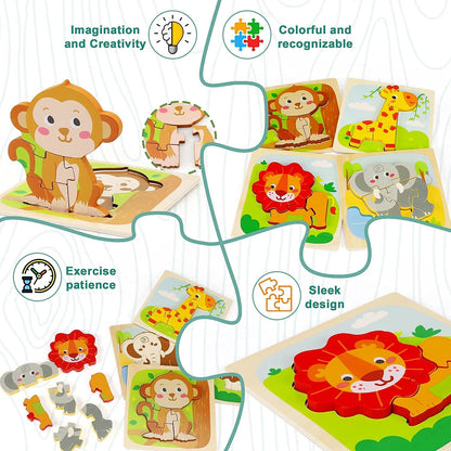 4 Pack Wooden Puzzles for Toddlers