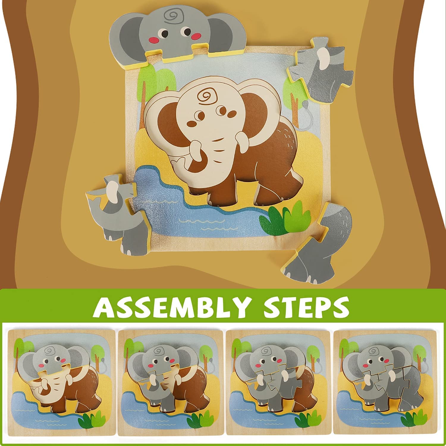 4 Pack Wooden Puzzles for Toddlers