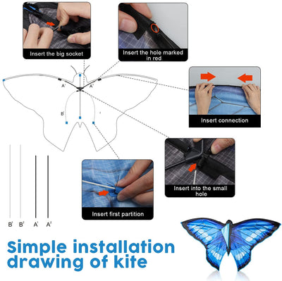 Fidtoy Butterfly Kite for Kids Easy to Fly Outdoor Beach Toy