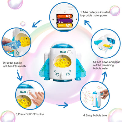 Fidtoy Rocket Bubble Machine for Kids with Music and Lights