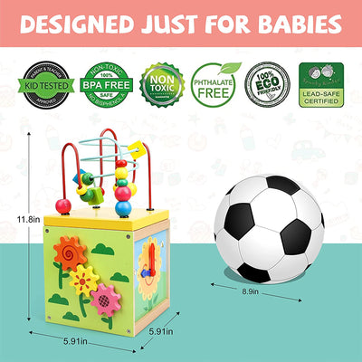 Fidtoy Wooden Activity Cube Multi-Activity Learning Toy
