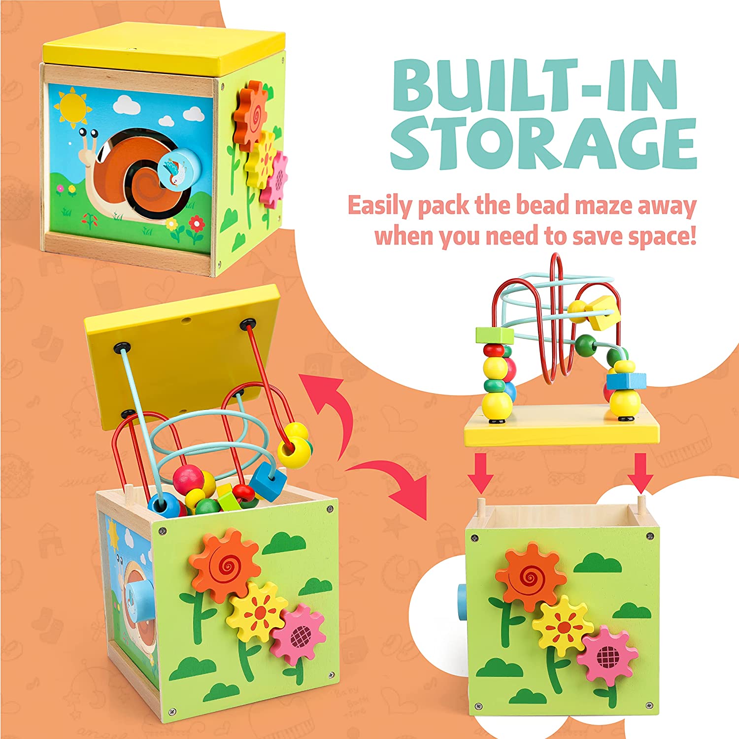 Fidtoy Wooden Activity Cube Multi-Activity Learning Toy