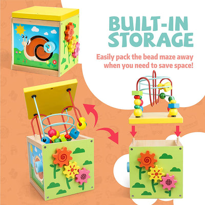 Fidtoy Wooden Activity Cube Multi-Activity Learning Toy
