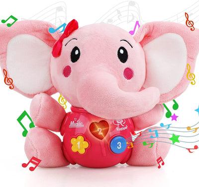 Fidtoy Musical Elephant Plush Baby Toy with Lights and Sounds