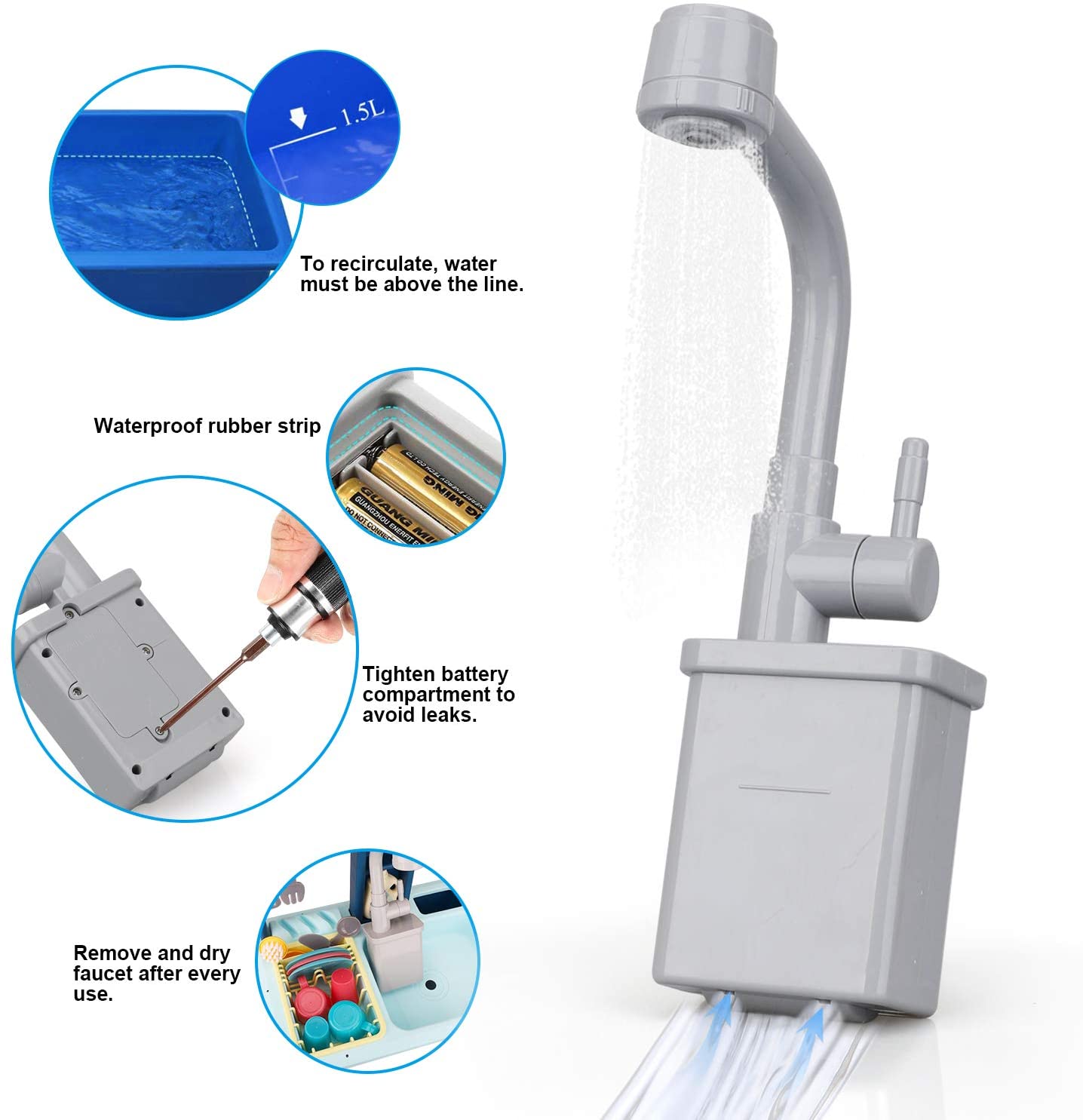 Kitchen Play Sink Toy with Play Food