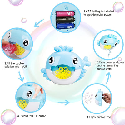 Fidtoy Whale & Crab Bubble Bath Toy for Kids with Music and Bubbles