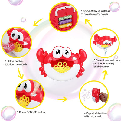 Fidtoy Whale & Crab Bubble Bath Toy for Kids with Music and Bubbles