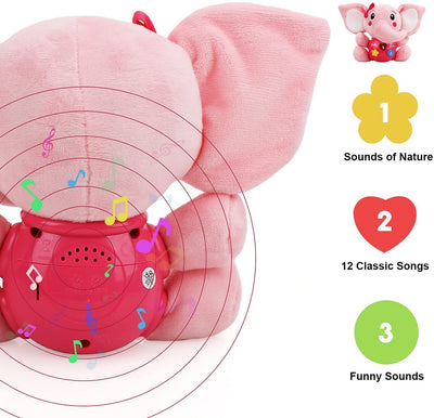 Fidtoy Musical Elephant Plush Baby Toy with Lights and Sounds