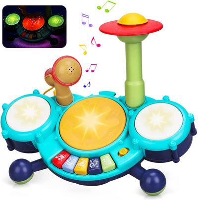 Fidtoy 5 in 1 Musical Drum Set Toy for Toddlers 1-3 Early Learning Instrument
