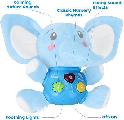 Fidtoy Musical Elephant Plush Baby Toy with Lights and Sounds