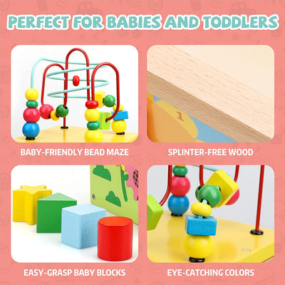 Fidtoy Wooden Activity Cube Multi-Activity Learning Toy