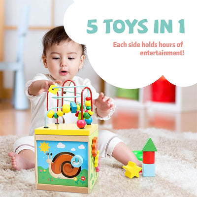 Fidtoy Wooden Activity Cube Multi-Activity Learning Toy