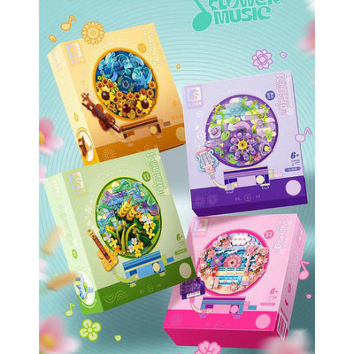 Fidtoy Flower Music Box Building Set – 339 pièces, jouet de construction créatif pour enfants de 6 ans et plus