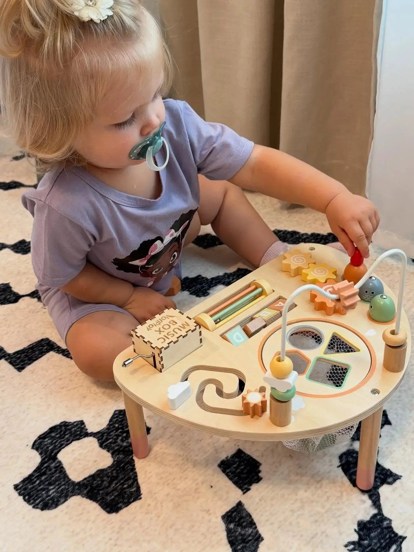 Fidtoy Wooden Activity Table for Toddlers 8-in-1 Montessori Learning Toy Multi Activity Play Table