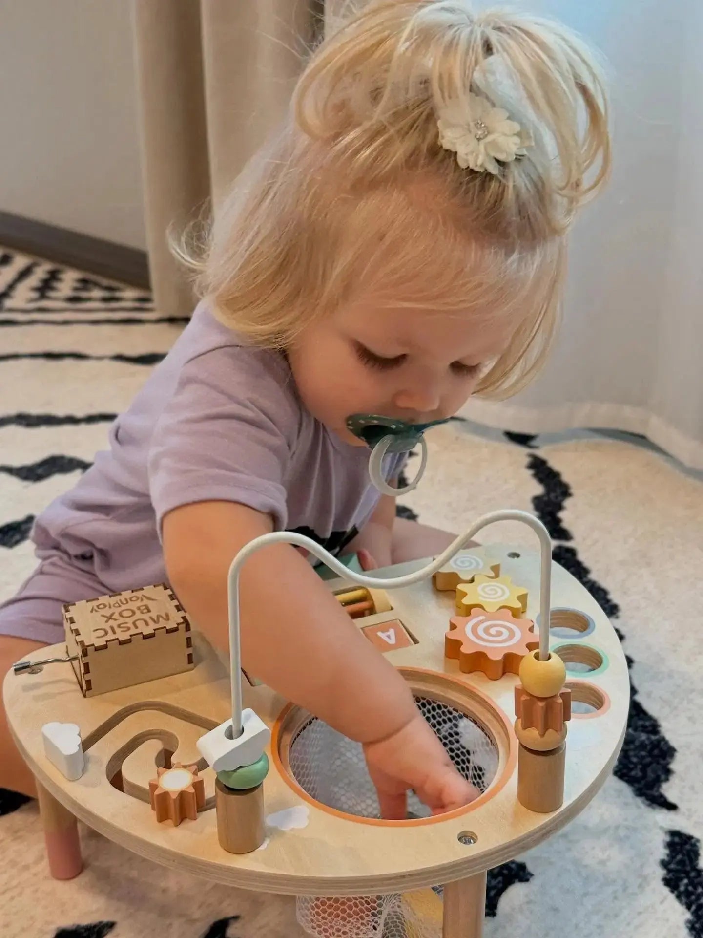 Fidtoy Wooden Activity Table for Toddlers 8-in-1 Montessori Learning Toy Multi Activity Play Table