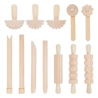 12 Wooden Rolling Pins - Fine motor skills toys