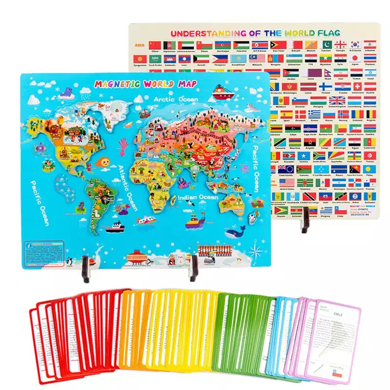 Wooden Magnetic World Map Puzzle- Mathematics toys