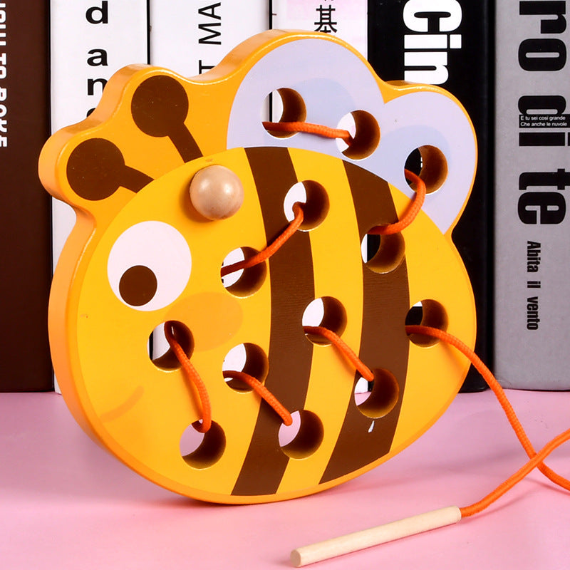 Wooden Animal Threading Rope Game - Fine Motor Skills Toys