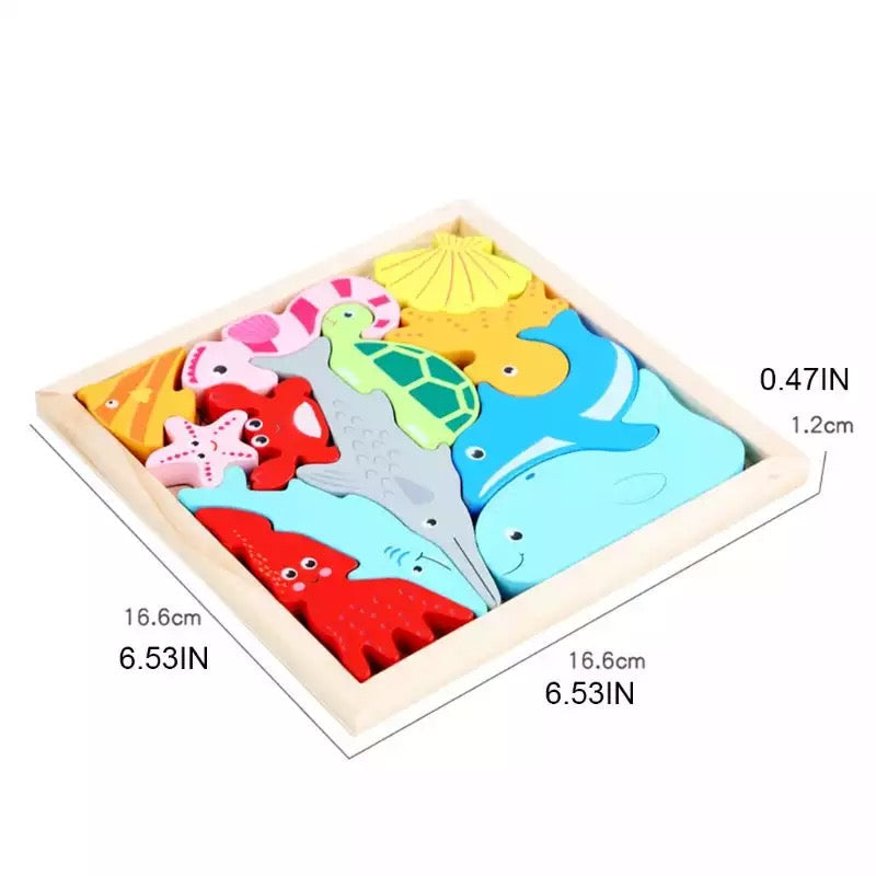 3D Puzzle Ocean Animals/ Food/Dinosaurs - Montessori Educational Toys