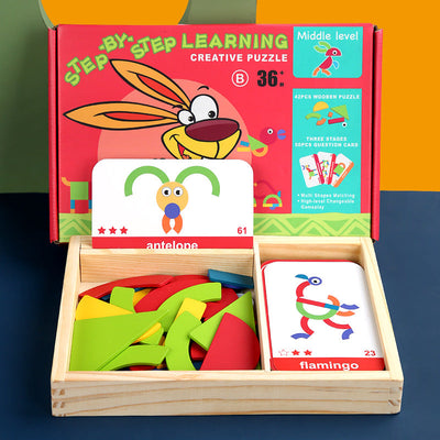 Rompecabezas creativo de aprendizaje paso a paso de madera - Juguetes educativos de matemáticas