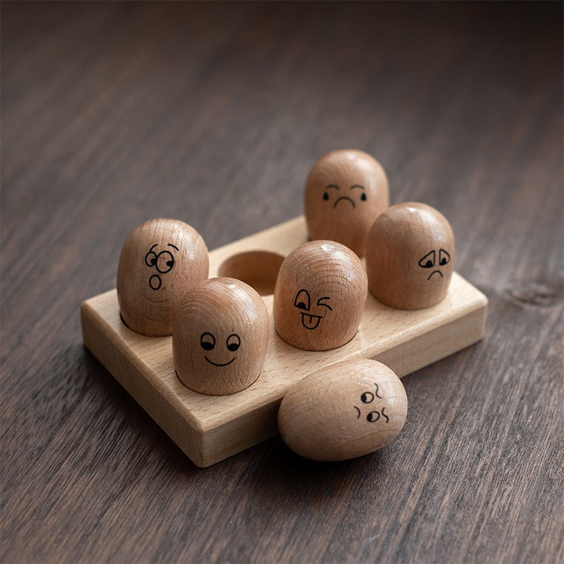 Wooden Emoji Egg - Open Ended Toys