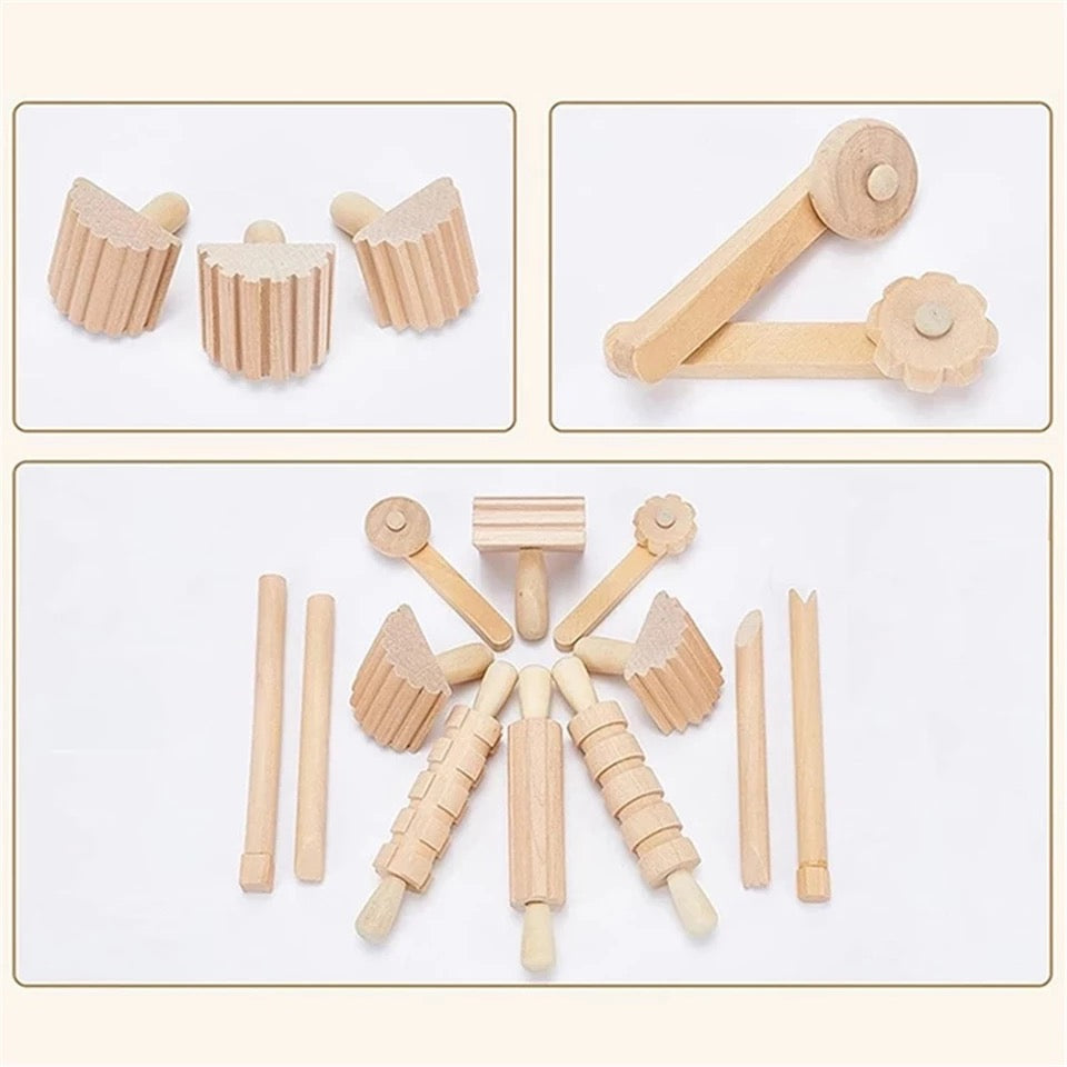 12 Wooden Rolling Pins - Fine motor skills toys