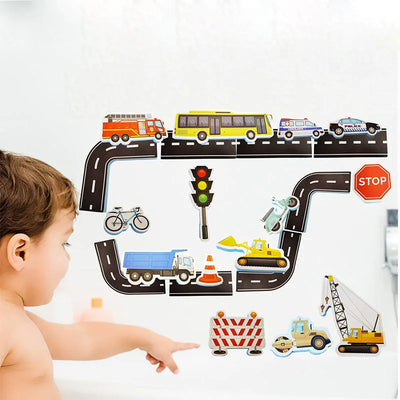 Bath Cars™ - Énorme plaisir dans le bain - Ensemble de jouets de bain en mousse pour la circulation