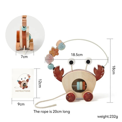 Crab Pull Toy™ – Spelen & Leren – Houten Krab