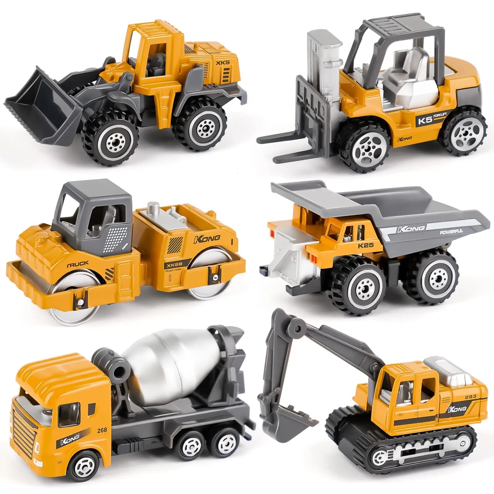 6-Pack Diecast Construction Trucks for Kids Ages 3+