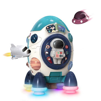 CUTE STONE Children's Multiple Activity Toys, Musical Toy, Electronic Toy W/ Lights & Sounds, Play Drum, Piano Music Key, Detachable Toy Space Shuttle, Astronaut