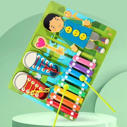 Wooden Xylophone and Threading Activity Board