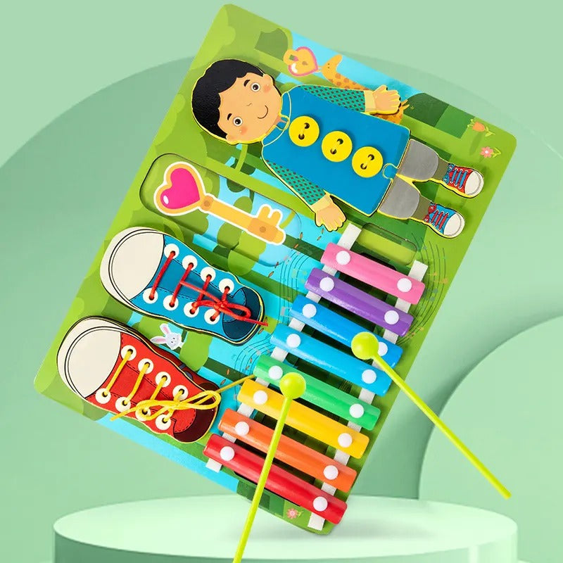 Wooden Xylophone and Threading Activity Board