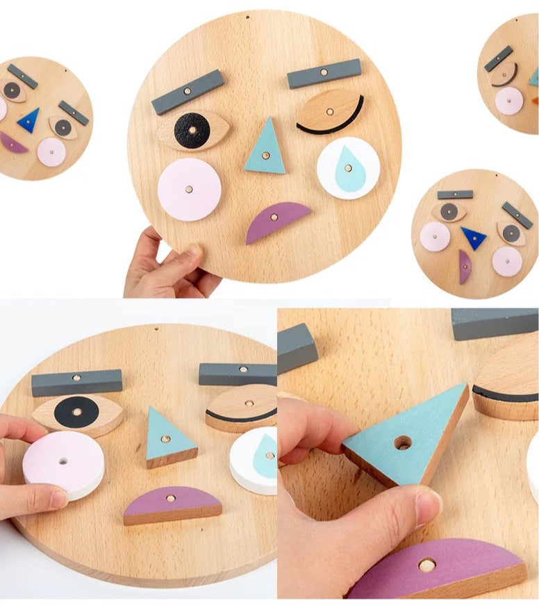 Wooden Emoji Game - Emoticon Blocks Speech therapy toys