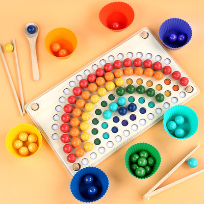 Wooden Rainbow Bead Board - Open Ended Toys