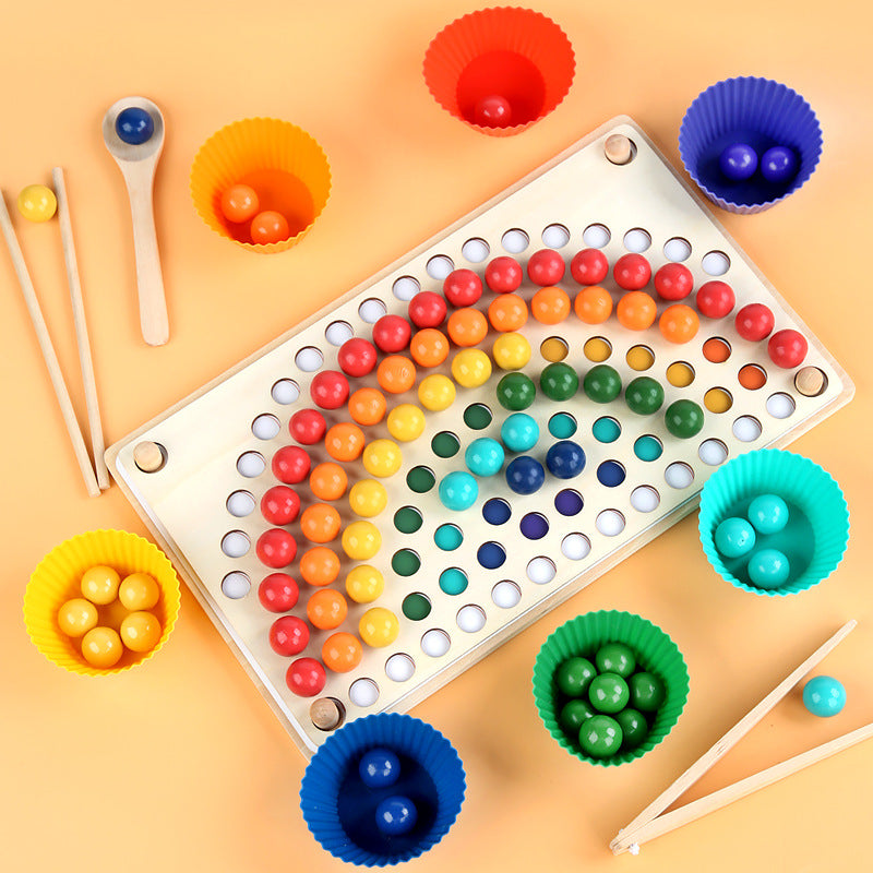 Wooden Rainbow Bead Board - Open Ended Toys