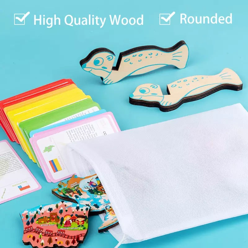 Wooden Magnetic World Map Puzzle- Mathematics toys