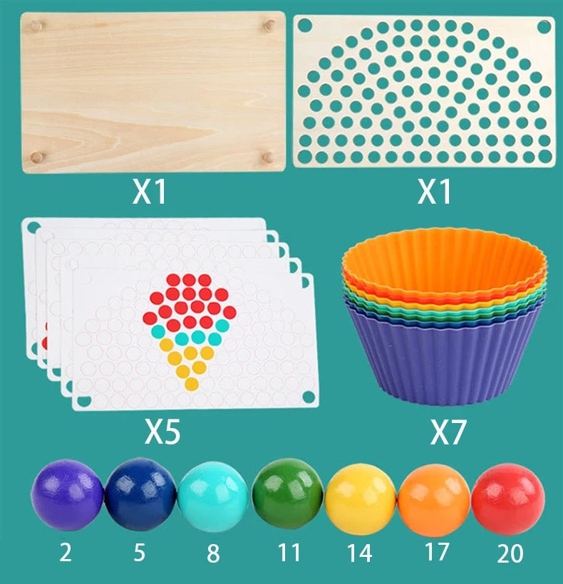 Wooden Rainbow Bead Board - Open Ended Toys