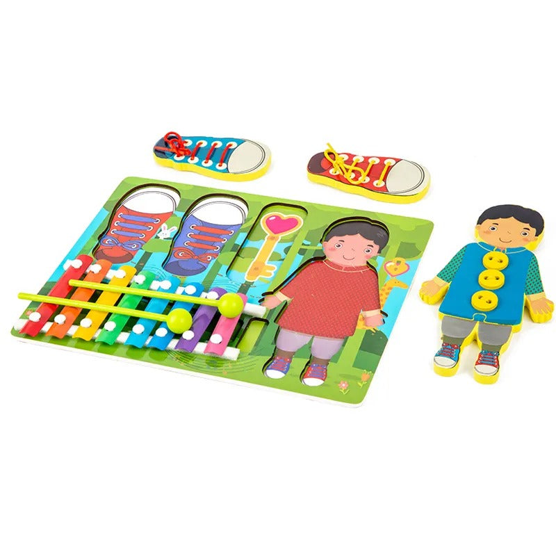 Wooden Xylophone and Threading Activity Board